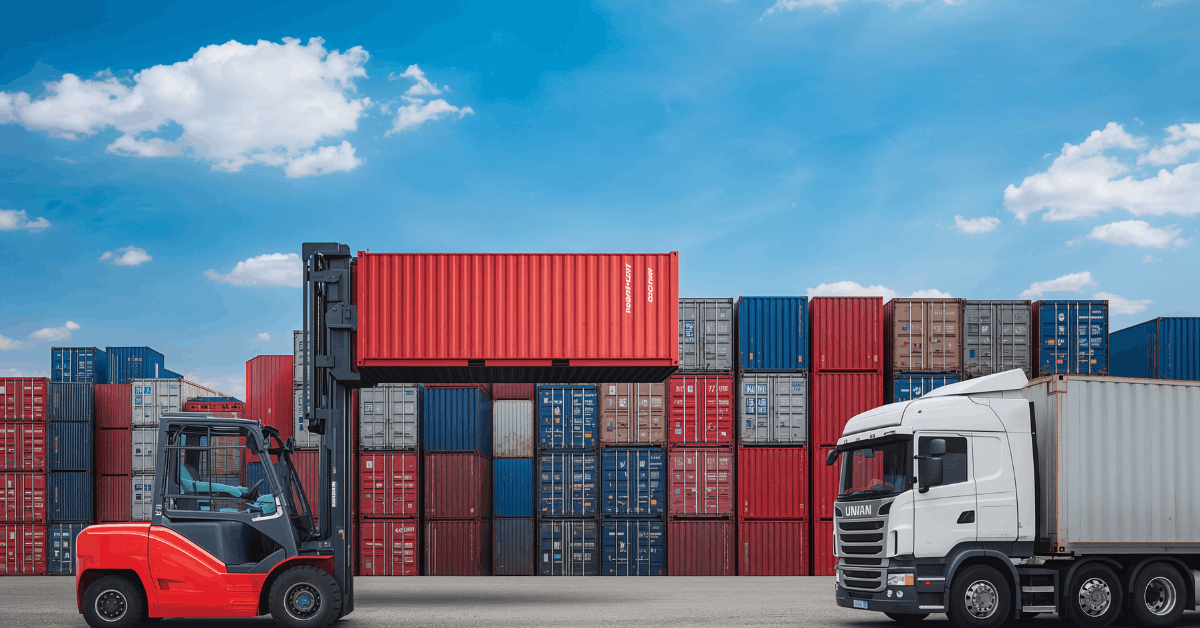 Cargo Theft Prevention in Houston Excargo Container truck being inspected and documented before leaving a Houston drayage warehouse — cargo theft prevention in practice